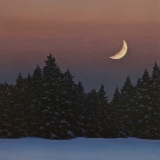 Heavy Snow and Crescent Moon